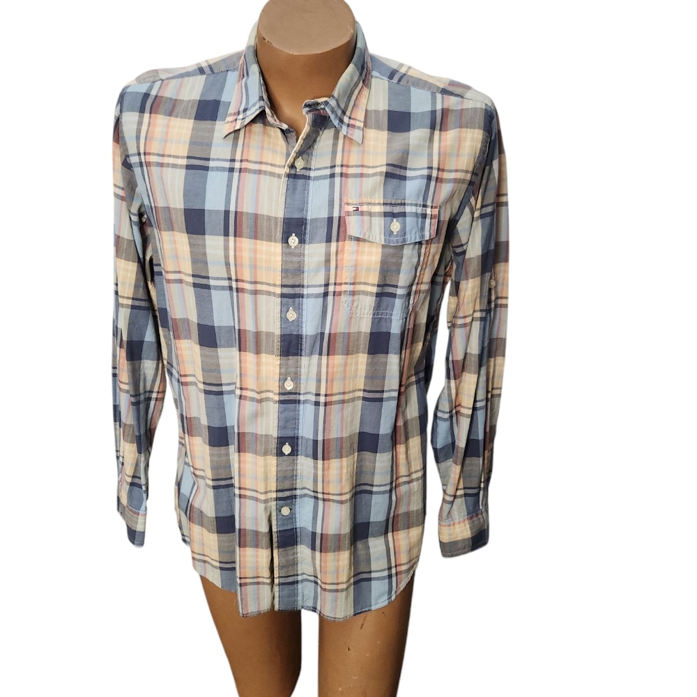 Tommy Hilfiger Island Madras Pastel Plaid Size Large